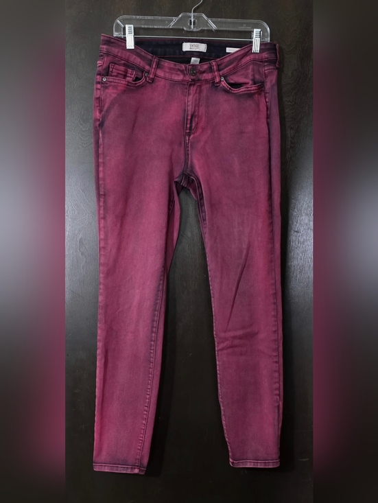 Vintage America Denim - Vintage America Boho Skinny Jeans Wine Red Black Wash Tie-dye Finish Size 10R